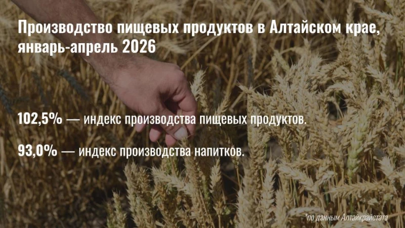 Производство пищевых продуктов в Алтайском крае, январь-апрель 2026. Софья Комарова (по данным Алтайкрайстата)